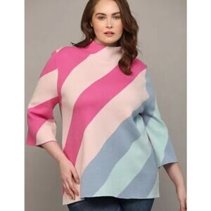 Fate Anthropologie Colorblock Striped Mock Neck Sweater
